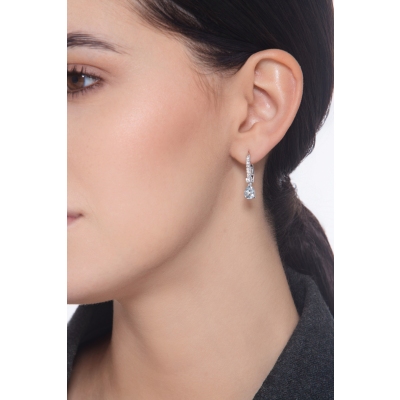 Boucles d’oreilles aiguemarine et diamants or 750