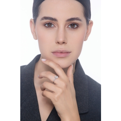 Bague solitaire or blanc diamant certifié GIA 0,50 c