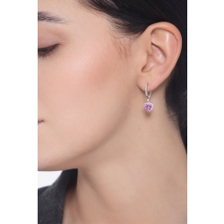 Pendantes en or blanc 18 carats avec saphir rose et diamants 2