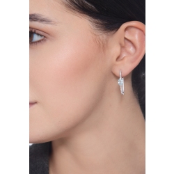 Boucles d’oreilles ovales en or blanc 750 avec diamants et aiguemarine 2