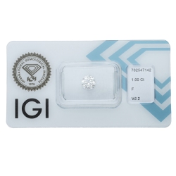 Diamant Certifié IGI  1.00 CT F VS2