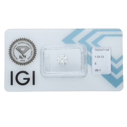 Diamant Certifié IGI   CT 1,03   E   VS 1