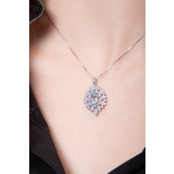 Collier pendentif diamants aigue-marine or blanc 750 2