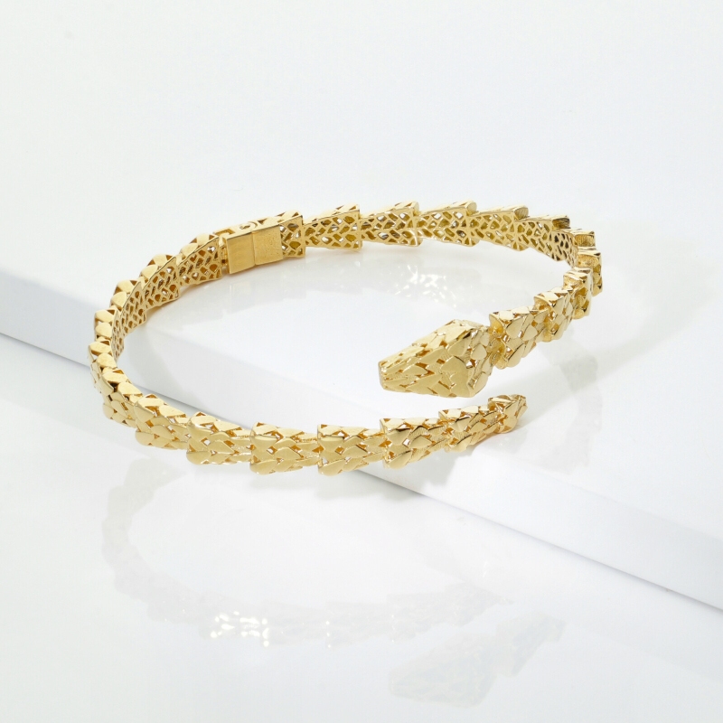 Bracelet ouvert serpent en or jaune 18k