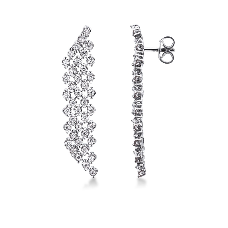 Boucles d'oreilles à maillons souples en or blanc 18k et diamants 