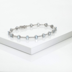 Bracelet alterne en or blanc 18k avec aiguemarines et diamants 2