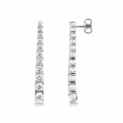 Boucles d’oreilles femme tennis en or blanc 18k avec diamants dégradés