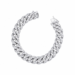 Bracelet gourmette en or blanc 18 carats avec diamants naturels