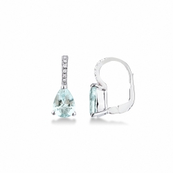 Boucles d’oreilles en or blanc avec aiguemarine poire et diamants