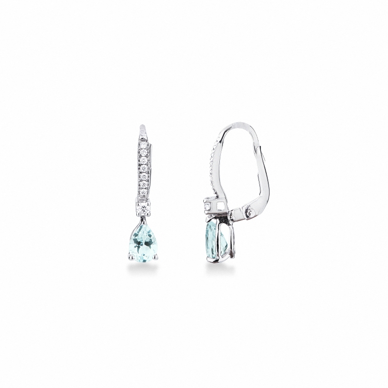 Boucles d’oreilles aiguemarine et diamants or 750
