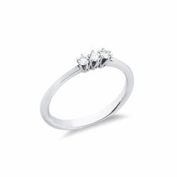 Bague trilogy lineaire en or blanc 18k trois diamants 0,15 ct