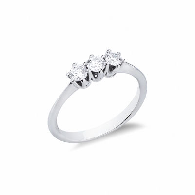 Bagues trilogy en or blanc 18 carats avec diamants CT 0,45