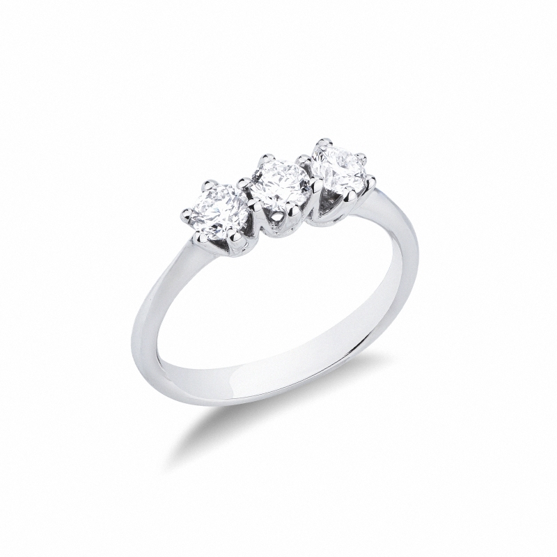 Bagues trilogy en or blanc 18 carats avec diamants 0,75 ct