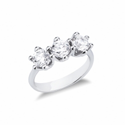Bague trilogy or blanc 18k avec trois diamants CT 2,10