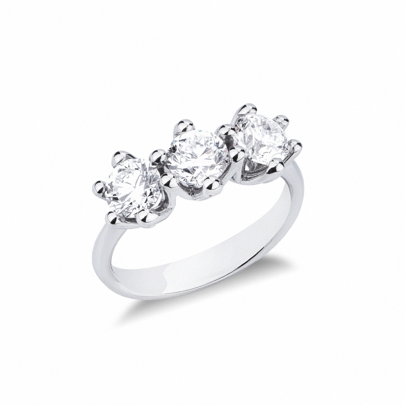 Bague trilogy or blanc 18k avec trois diamants CT 2,10