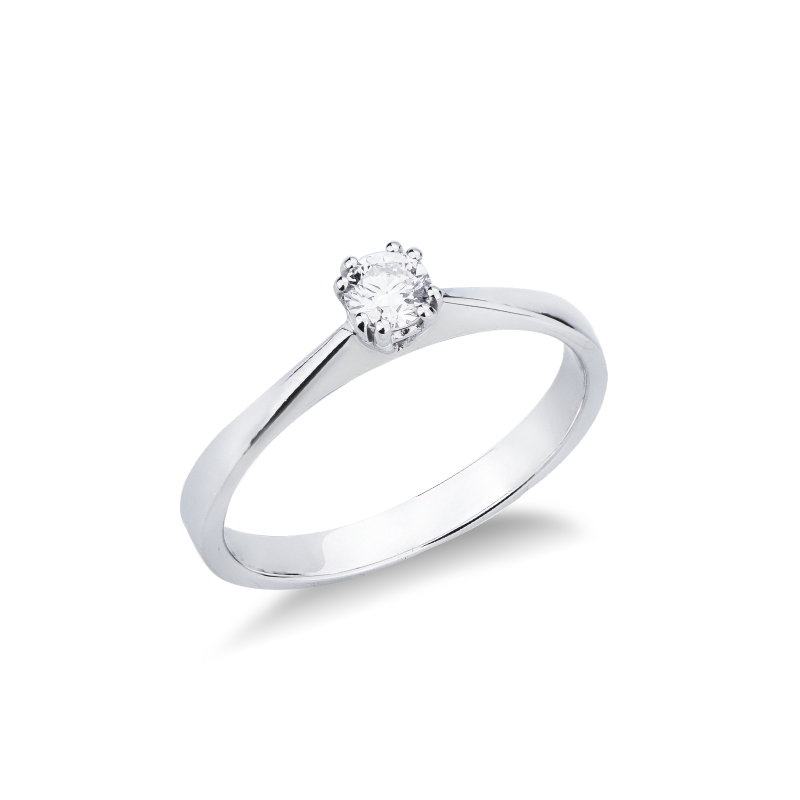Bague Solitaire or 750 blanc diamant 0.20 carat 