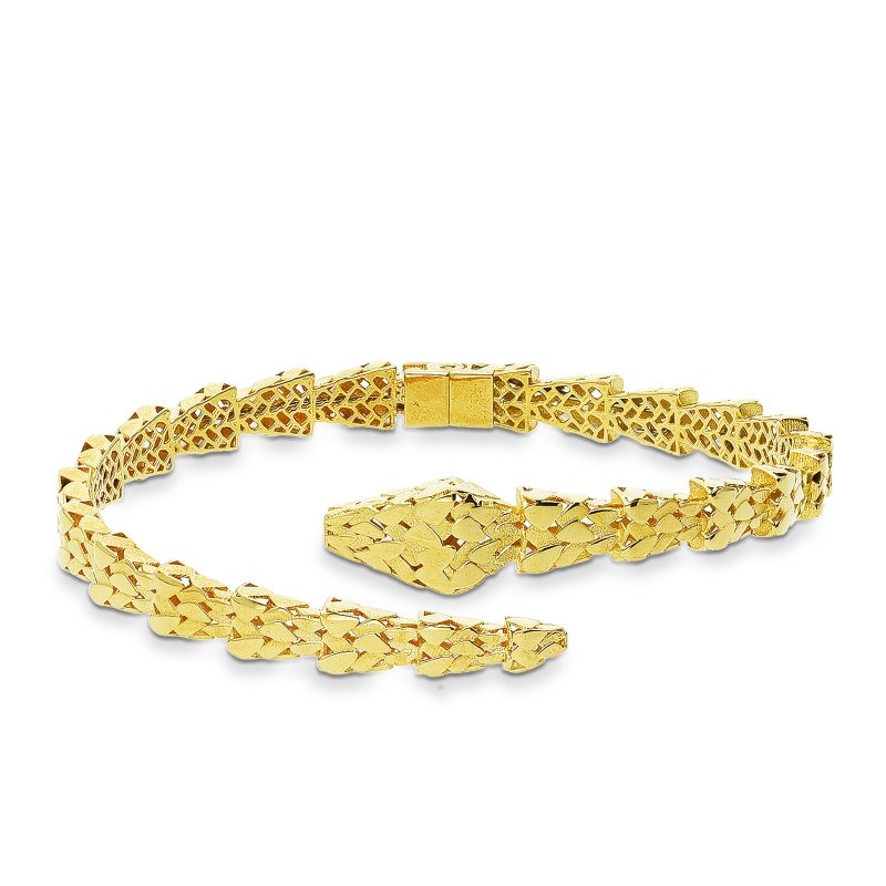 Bracelet ouvert serpent en or jaune 18k
