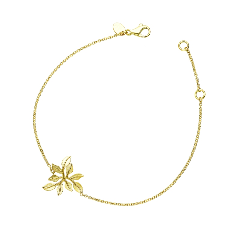 Bracelet en or jaune 18k avec feuille