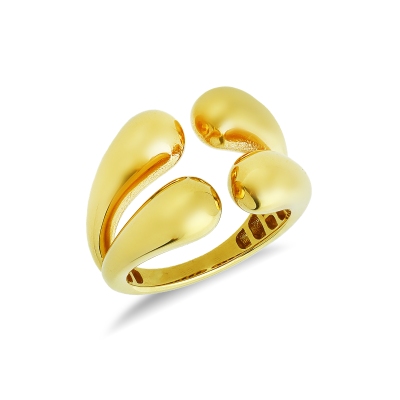 Bague ouverte chunky en or jaune 18k à double goutte