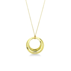 Collier en or jaune 18k avec pendentif cercle ajouré