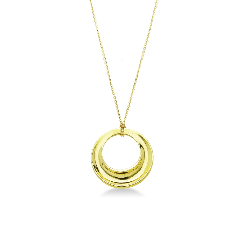 Collier en or jaune 18k avec pendentif cercle ajouré