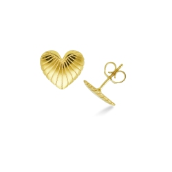 Boucles d’oreilles cœur rayé en or jaune 18k