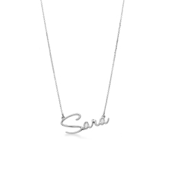 Collier personnalisable avec prénom en italique or blanc 18k
