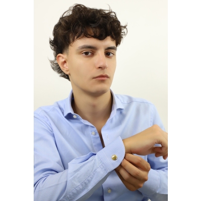 Boutons de manchette ronds en or jaune 18k