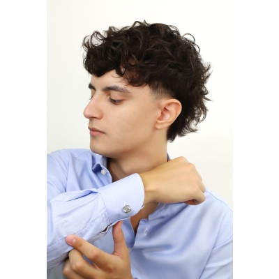 Boutons de manchette carrés en or blanc 18k avec coins arrondis