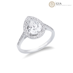 Bague solitaire en or blanc 18K avec diamant IGI 1.50 ct
