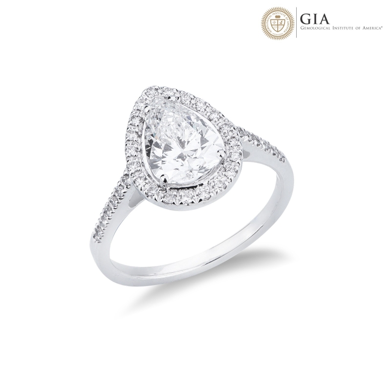 Bague solitaire en or blanc 18K avec diamant IGI 1.50 ct