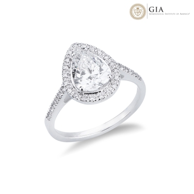 Bague solitaire en or blanc 18K avec diamant IGI 1.50 ct