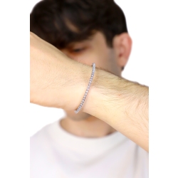 Bracelet tennis elastique en or blanc 18k avec diamants 2