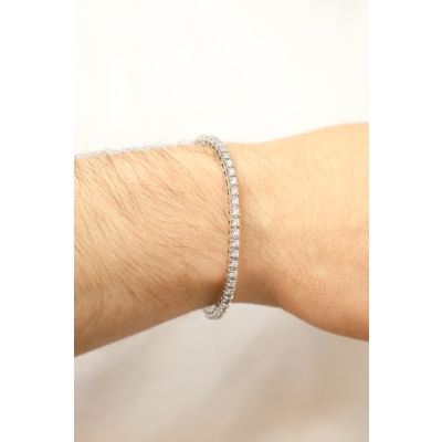 Bracelet en or blanc 18k avec diamants tennis élastique