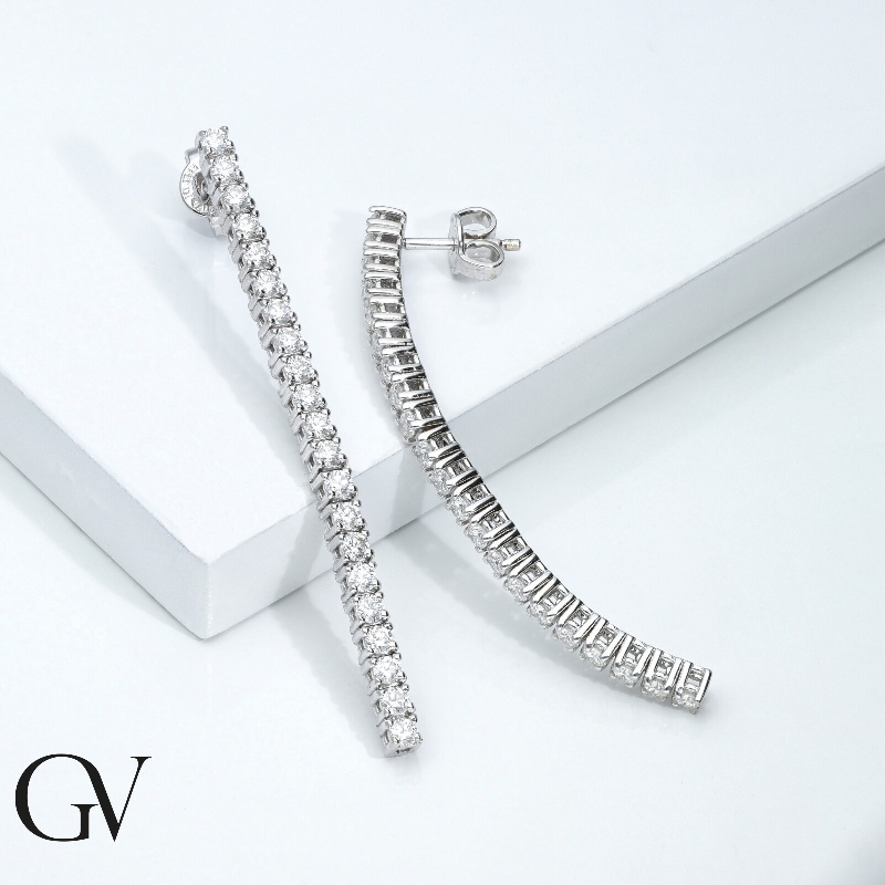 Boucles d'oreilles rivière diamants or blanc 750 