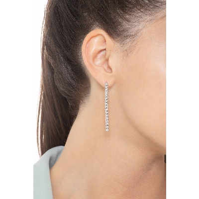 Boucles d'oreilles rivière de diamants en or blanc 18k 