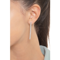 Boucles d'oreilles pendantes or blanc 750 avec rivière de diamants  2