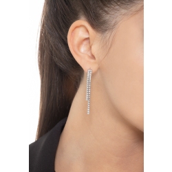 Boucles d'oreille avec 2 rangées de diamants or blanc 18k 2