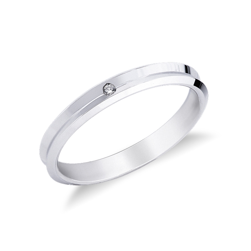Alliance en or blanc 18k avec diamant 0.01 ct