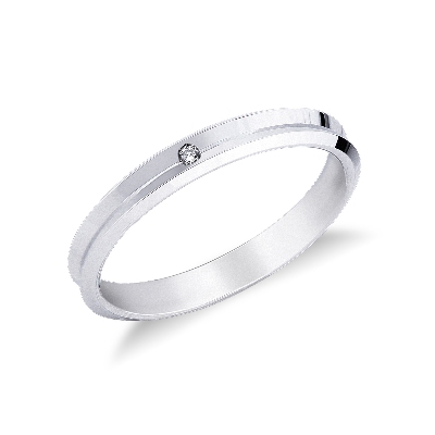Alliance en or blanc 18k avec diamant 0.01 ct