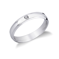 Alliance en or blanc 750 avec diamant 0.03 ct