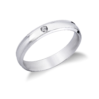 Alliance en or blanc 750 avec diamant 0.03 ct