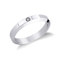 Alliance en or blanc 18k avec diamant 0.03 ct