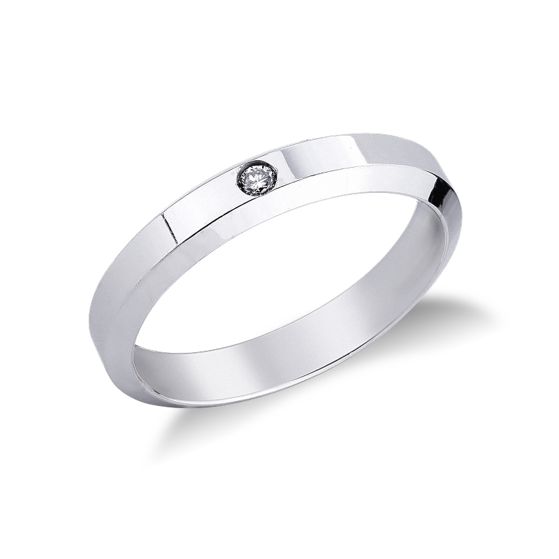Alliance en or blanc 18k avec diamant 0.03 ct