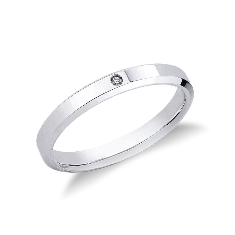 Alliance en or blanc 18k avec diamant 0.01 ct