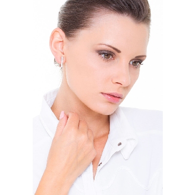 Créoles or blanc pavés de diamants  