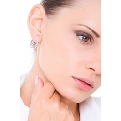 Créoles or blanc pavés de diamants   2