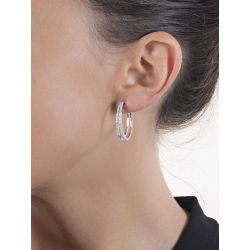 Boucles d'oreilles ovales à 2 rangées en or blanc 18k avec diamants 2