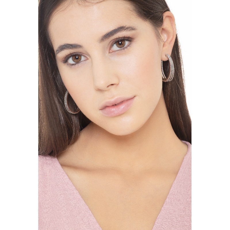 Créoles à grand ovale or blanc et diamants femme