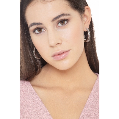 Créoles à grand ovale or blanc et diamants femme